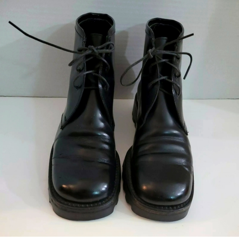 Prada Womens Lace Up Leather Combat Boots Black Size 37 7